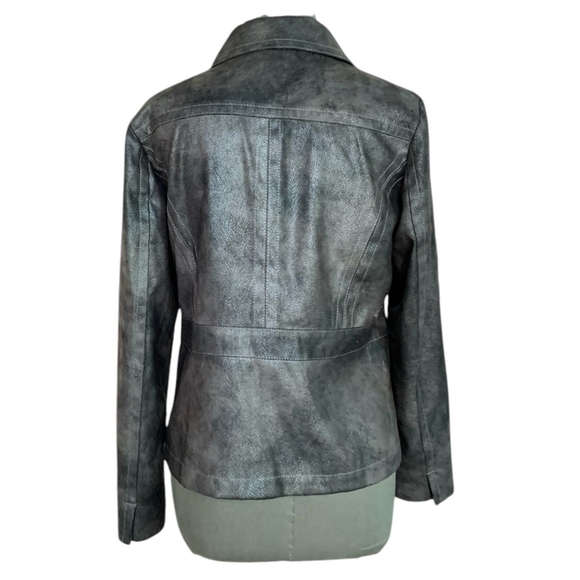 Women Jacket CHICOS Pewter Metallic Lined Blazer Button Front Long Sleeve Jacket - Picture 4 of 5